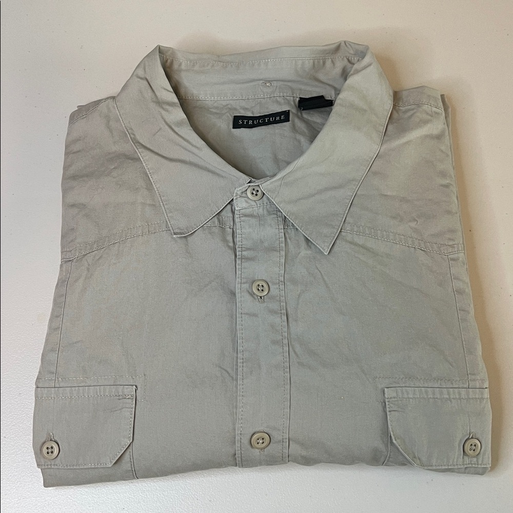 Structure Beige Cotton Button Down Casual Shirt Size XXL